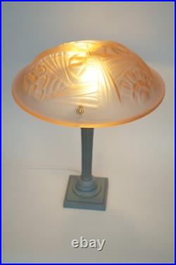 Art Deco Jugendstil Table Lamp BLUE ROSE Light Unique Piece Degué