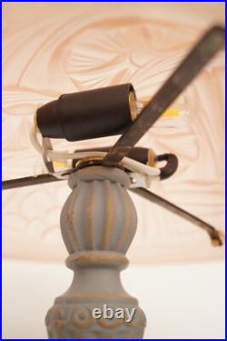 Art Deco Jugendstil Table Lamp BLUE ROSE Light Unique Piece Degué