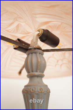 Art Deco Jugendstil Table Lamp BLUE ROSE Light Unique Piece Degué
