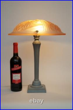 Art Deco Jugendstil Table Lamp BLUE ROSE Light Unique Piece Degué