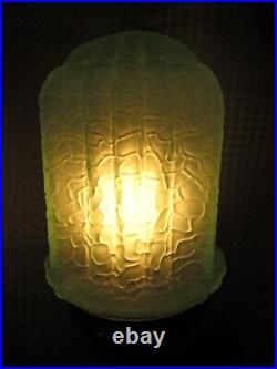 Art Deco Lady Figural Lamp With Vaseline Glass Shade