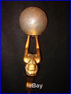 Art Deco Lady Lamp with Globe Enrique Molins-Balleste Woman Holding Globe