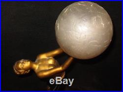 Art Deco Lady Lamp with Globe Enrique Molins-Balleste Woman Holding Globe
