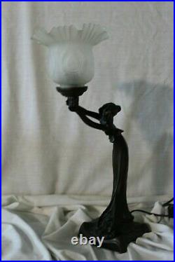 Art Deco Lady lamp imported England Glass shade