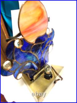 Art Deco Lady lamp metal/stained glass design sz 9in tall by L&L W MC 9919 metal
