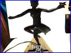 Art Deco Lady lamp metal/stained glass design sz 9in tall by L&L W MC 9919 metal