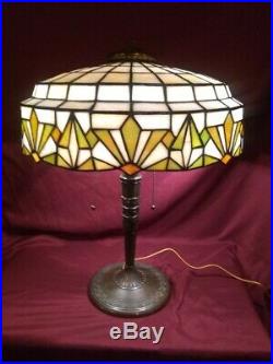 Art Deco Lamb & Greene leaded lamp- Handel Tiffany arts & crafts slag glass era
