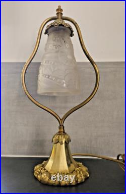 Art Deco Lamp Bronze Foot Bedside / Desk Lamp