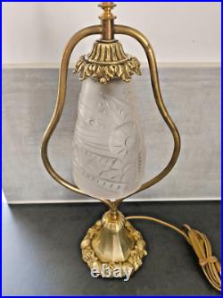 Art Deco Lamp Bronze Foot Bedside / Desk Lamp