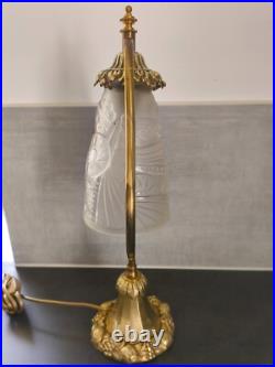 Art Deco Lamp Bronze Foot Bedside / Desk Lamp