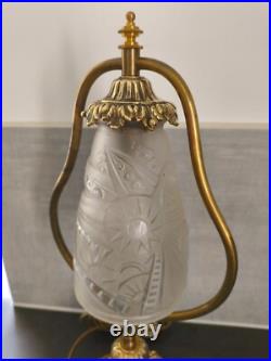 Art Deco Lamp Bronze Foot Bedside / Desk Lamp