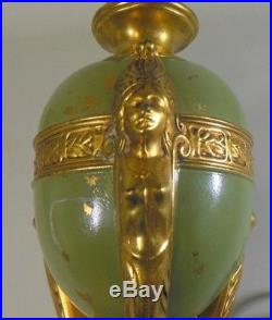 Art Deco Lamp EGYPTIAN Revival Sphinx Nude Gilt Bronze Urn Empire Ormolu Gold