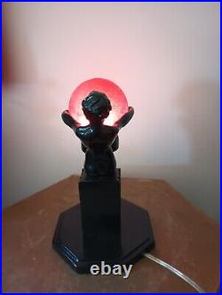 Art Deco Lamp Frankart Sarsaparilla Vintage Reproduction Black Base Amber Shade