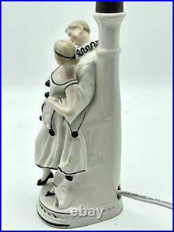 Art Deco Lamp German Pierrot Couple Porcelain Rewired