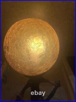 Art Deco Lamp Lady With Textured Orange Glass Globe