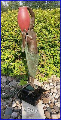Art Deco Lamp Nude Lady Woman Pierre Le Faguays Fayral Max Le Verrier Spelter