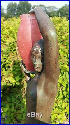 Art Deco Lamp Nude Lady Woman Pierre Le Faguays Fayral Max Le Verrier Spelter