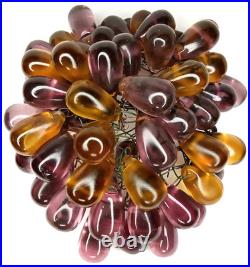 Art Deco Lamp Shade Glass Grape Cluster Purple & Amber 1920s