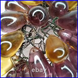 Art Deco Lamp Shade Glass Grape Cluster Purple & Amber 1920s