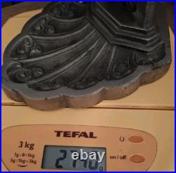 Art Deco Lamp Silver Bronze + Dough Pressed Glass Degue. Lamp French