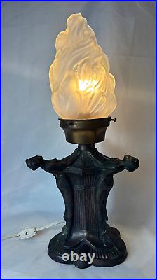Art Deco Lamp Three Ladies Arched Back Table Top Boudoir Light Working