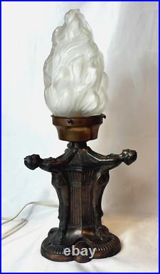 Art Deco Lamp Three Ladies Arched Back Table Top Boudoir Light Working