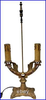 Art Deco Lamp Twin Socket 2 Arm Candle Drip Ready to Use Lamp Base New Wiring
