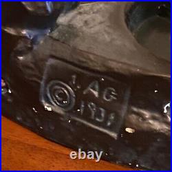 Art Deco Lamp Woman Blue Crackle Glass Globe Signed 1937 Braided 2 Prong Cord