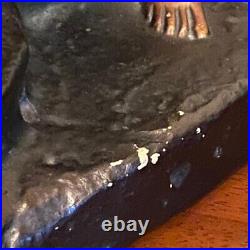 Art Deco Lamp Woman Blue Crackle Glass Globe Signed 1937 Braided 2 Prong Cord