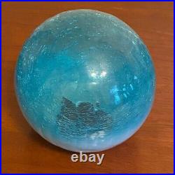 Art Deco Lamp Woman Blue Crackle Glass Globe Signed 1937 Braided 2 Prong Cord