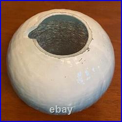 Art Deco Lamp Woman Blue Crackle Glass Globe Signed 1937 Braided 2 Prong Cord