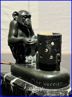 Art Deco Lamp by Max Le Verrier titled Boubou Le Singe Au Brasero