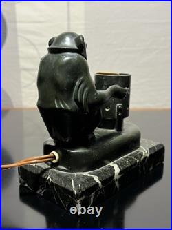Art Deco Lamp by Max Le Verrier titled Boubou Le Singe Au Brasero