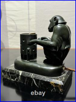 Art Deco Lamp by Max Le Verrier titled Boubou Le Singe Au Brasero
