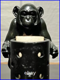 Art Deco Lamp by Max Le Verrier titled Boubou Le Singe Au Brasero