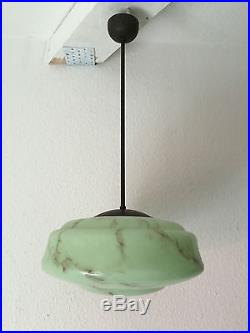 Art Deco Lampe Glas Grün Pilz-Form 20er 30er Jahre Bauhaus Era