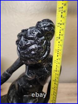 Art Deco MCM Table Lamp Resin Nude Lady Woman Globe Light Sphere Marble Finish