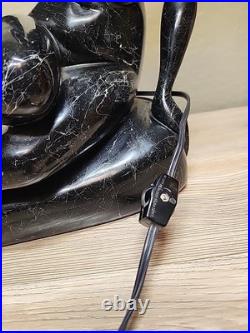 Art Deco MCM Table Lamp Resin Nude Lady Woman Globe Light Sphere Marble Finish