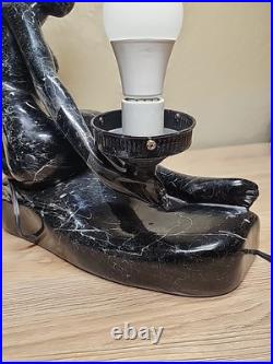 Art Deco MCM Table Lamp Resin Nude Lady Woman Globe Light Sphere Marble Finish