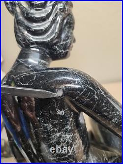 Art Deco MCM Table Lamp Resin Nude Lady Woman Globe Light Sphere Marble Finish