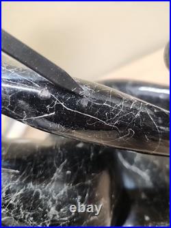 Art Deco MCM Table Lamp Resin Nude Lady Woman Globe Light Sphere Marble Finish