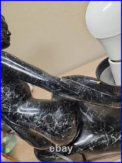 Art Deco MCM Table Lamp Resin Nude Lady Woman Globe Light Sphere Marble Finish