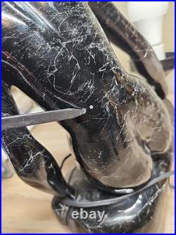 Art Deco MCM Table Lamp Resin Nude Lady Woman Globe Light Sphere Marble Finish