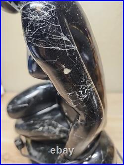 Art Deco MCM Table Lamp Resin Nude Lady Woman Globe Light Sphere Marble Finish