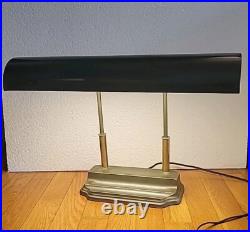 Art Deco Machine Age Steel And Brass Bankers Desk Lamp