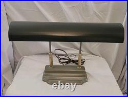 Art Deco Machine Age Steel And Brass Bankers Desk Lamp