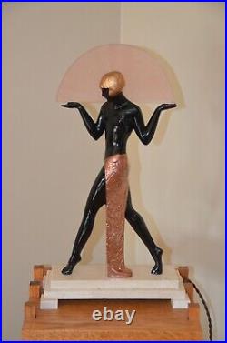 Art-Deco Max Le Verrier Reproduction Lamp Bronze Nude