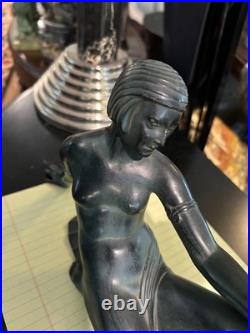 Art Deco Metal Lady Lamps for Restoration Pair Classic Iconic Forms Female
