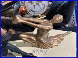 Art Deco Metal Lady Lamps for Restoration Pair Classic Iconic Forms Female