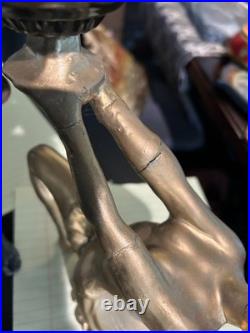 Art Deco Metal Lady Lamps for Restoration Pair Classic Iconic Forms Female